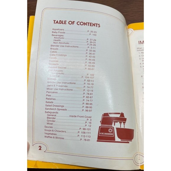 Oster Kitchen Center Owner's Manual Instructions Cookbook 1975 Vintage - Picture 2 of 8